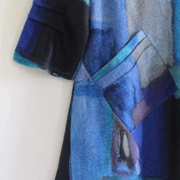 Damee Colorblock Turtleneck Tunic‎ Women's S Oversized Boxy Lagenlook Arttowear - Picture 4 of 11